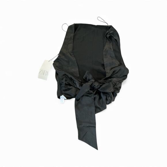 Zara black satin effect halter top | Large - Picture 4 of 6